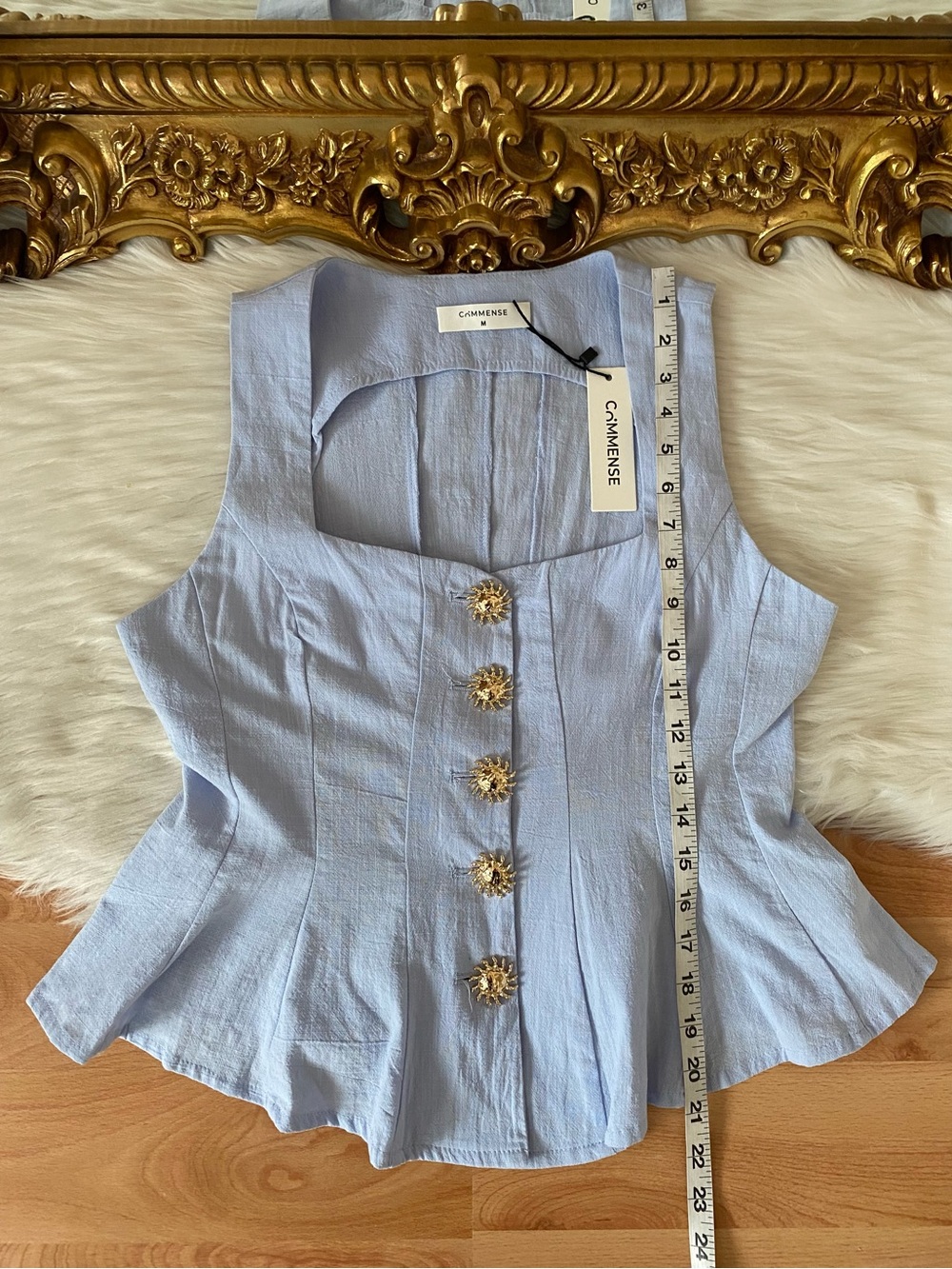 Commense Button Down Peplum Top - Picture 9 of 10